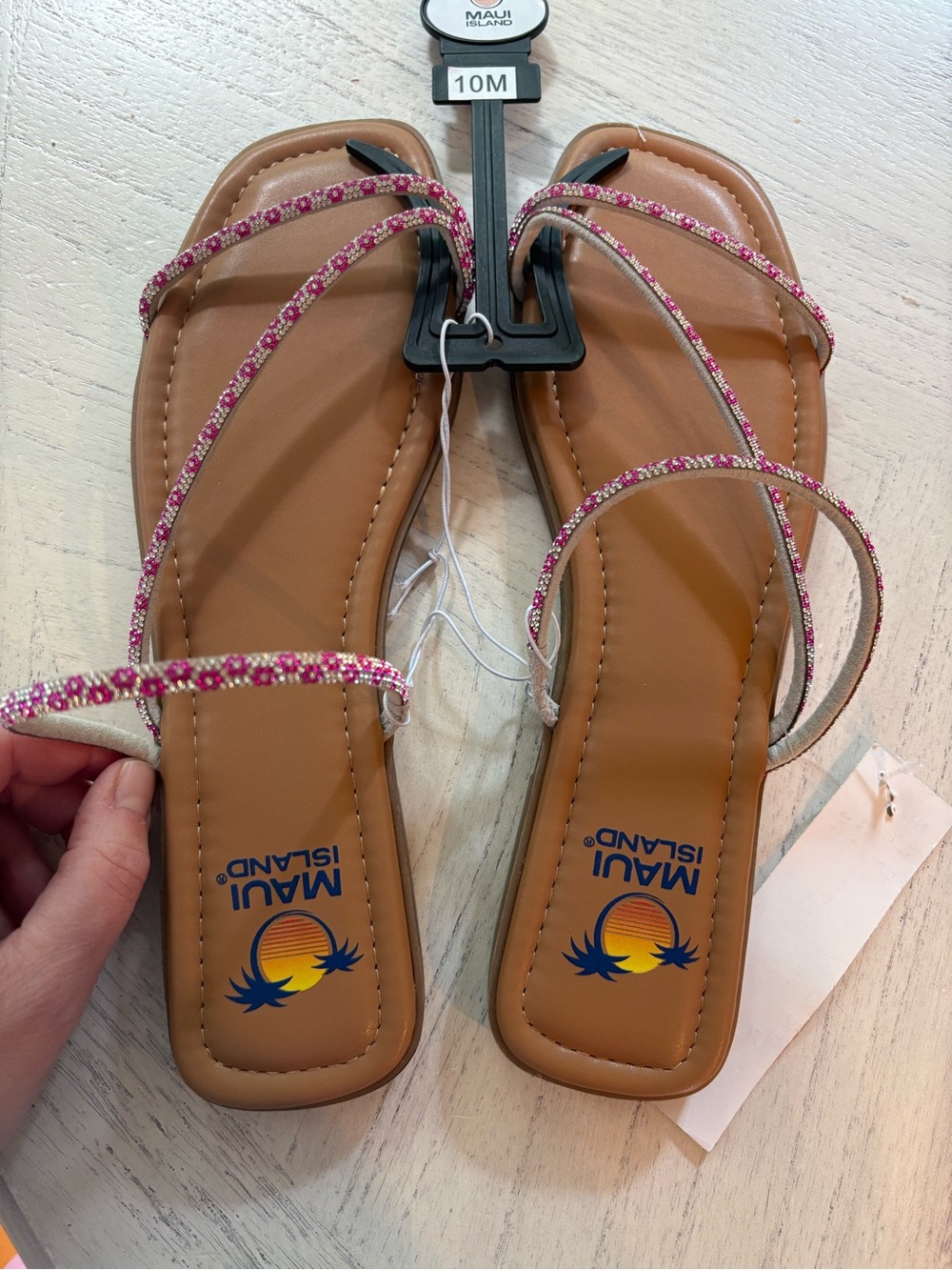 Maui Island Pink Beaded Strappy Sandals for Women